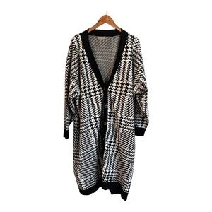 Tweed Cardigan Sweater Long Line Plus Size 4X Button Front Geo Work Office